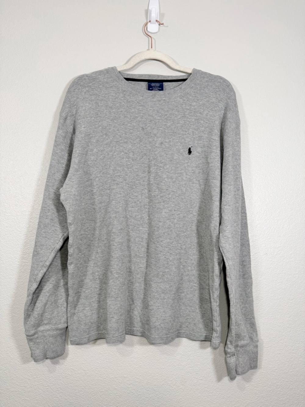 Polo Ralph Lauren Shirt Thermal Waffle Gray Long Sleeve Cotton Sleepwear Men XL